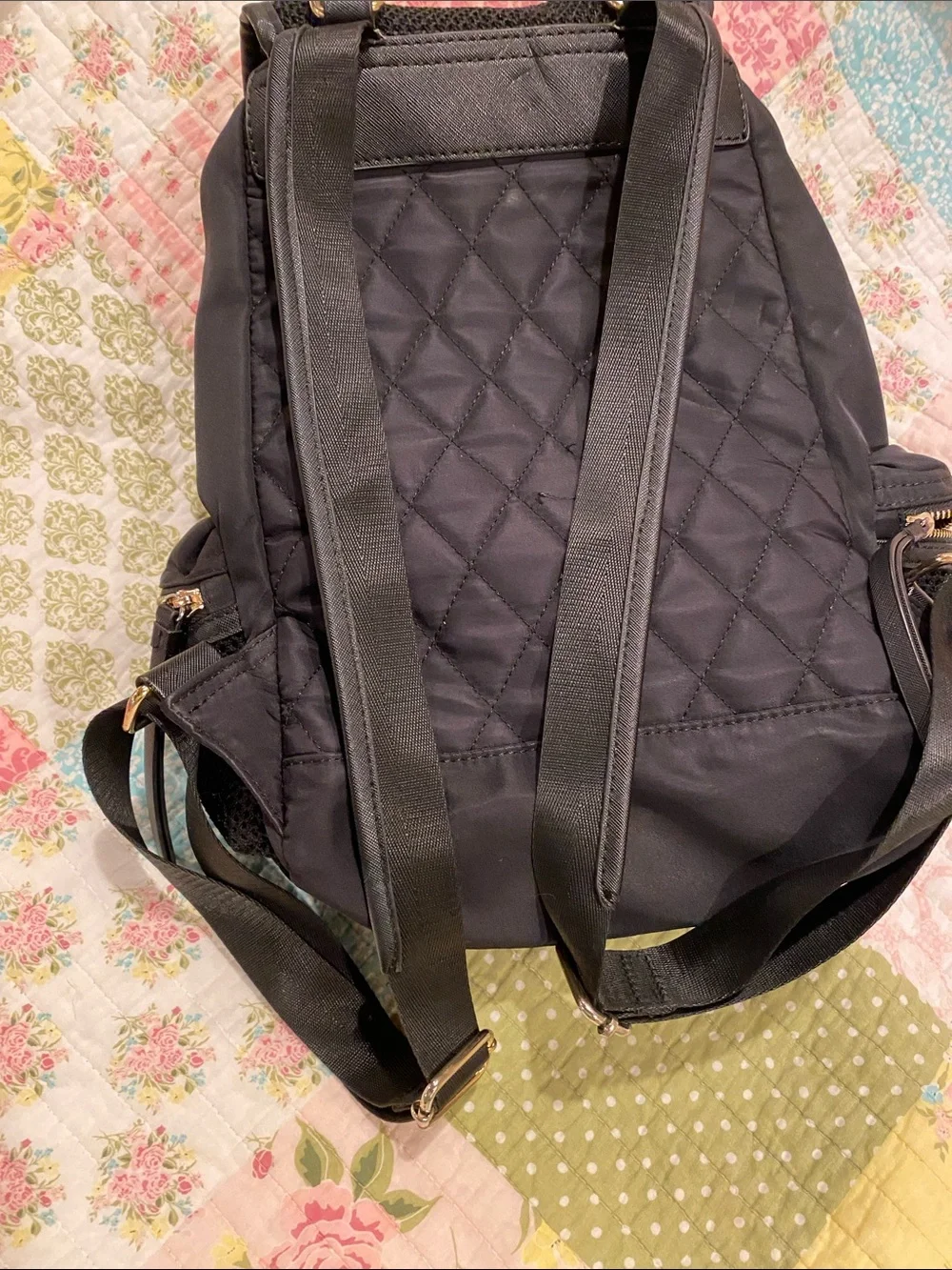 Prune Black Backpack with Gold-Tone Accents